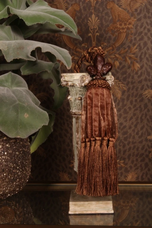 Cepillo de cortina Fleur de Lis - 70 cm - marrón - tela