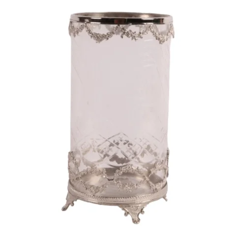 Windlicht 27 cm - Zilver - Koper / Glas