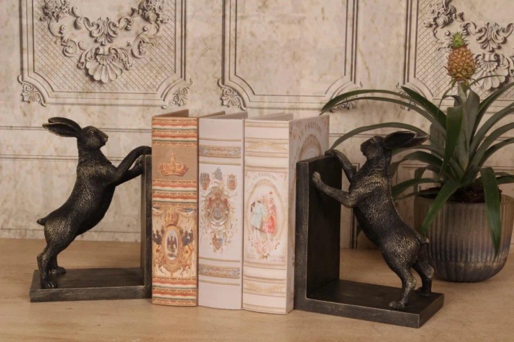 Soporte para libros Conejo - dorado - resina artística - 1 pieza