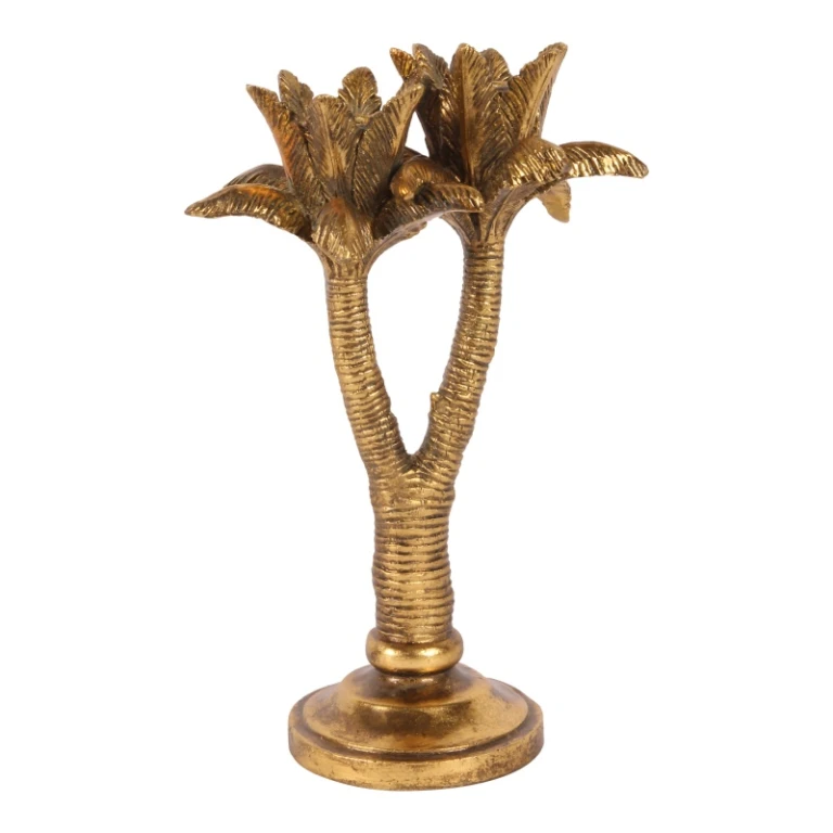 Candelabro Palma - 24 cm - dorado - resina sintética