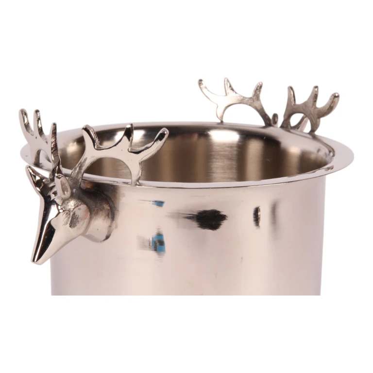 Enfriador de vino con cabezas de ciervo - latón plateado - 24 cm - 1 pieza