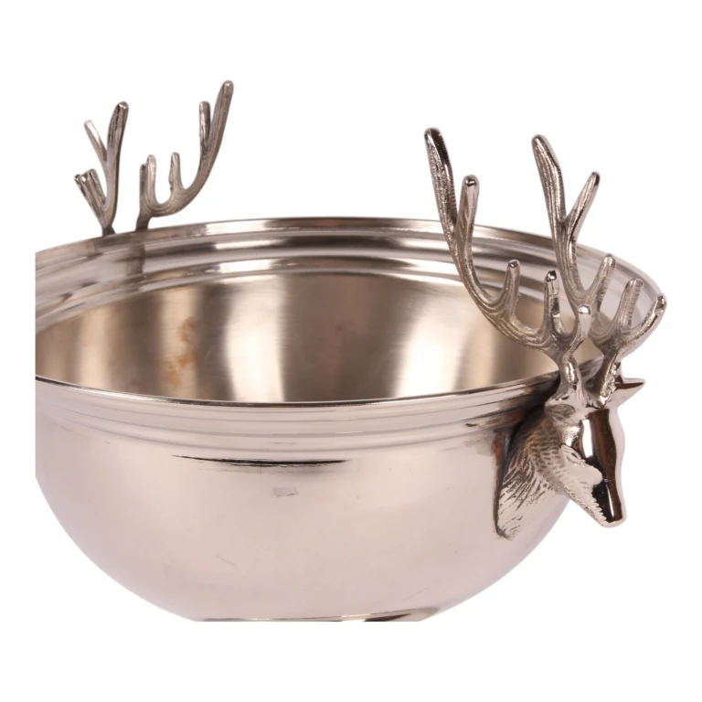 Enfriador de vino con cabezas de ciervo - latón plateado - 27,5 cm