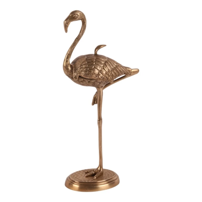 Caja de almacenamiento Flamingo - 29 cm - dorado - latón