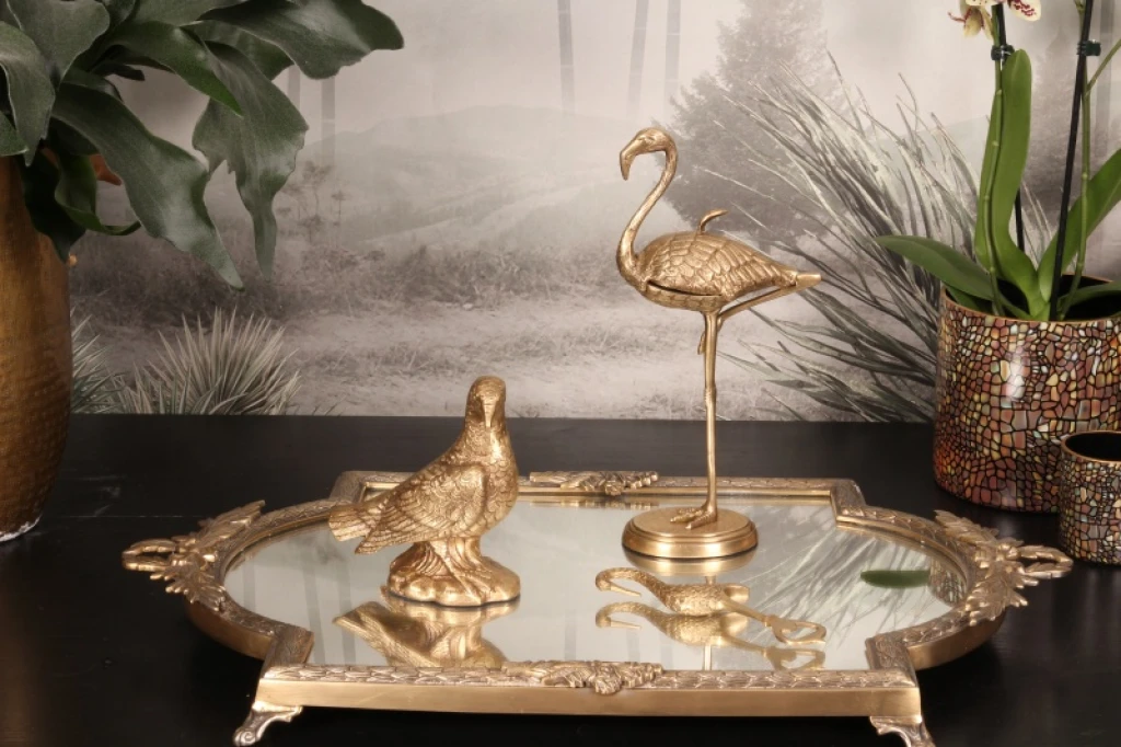 Caja de almacenamiento Flamingo - 29 cm - dorado - latón