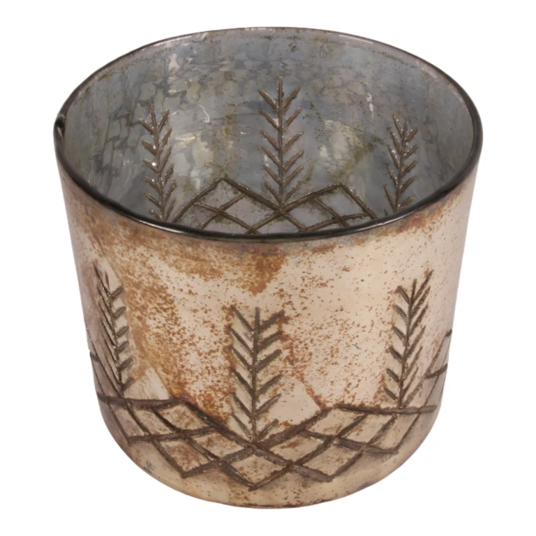 Portavelas - plateado - vidrio - 18 cm