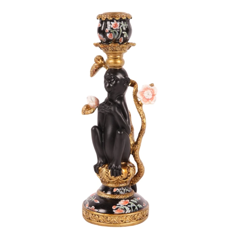 Candelabro Mono - 25,5 cm - negro - resina sintética