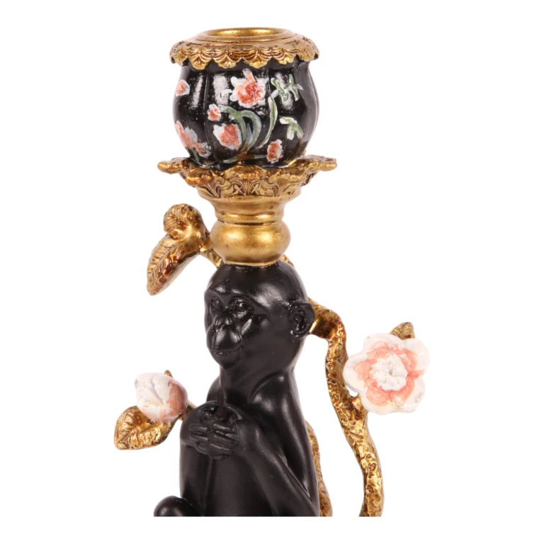 Candelabro Mono - 25,5 cm - negro - resina sintética