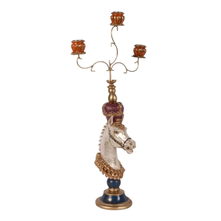 Candelabro Caballo - 55 cm - multi - resina artística