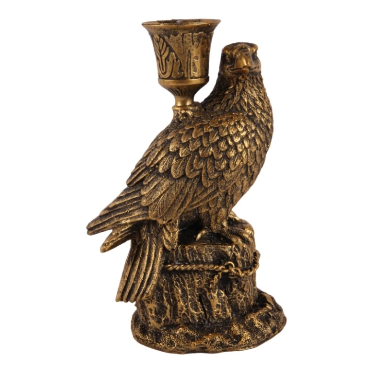 Candelabro Pájaro - 16 cm - dorado - resina sintética