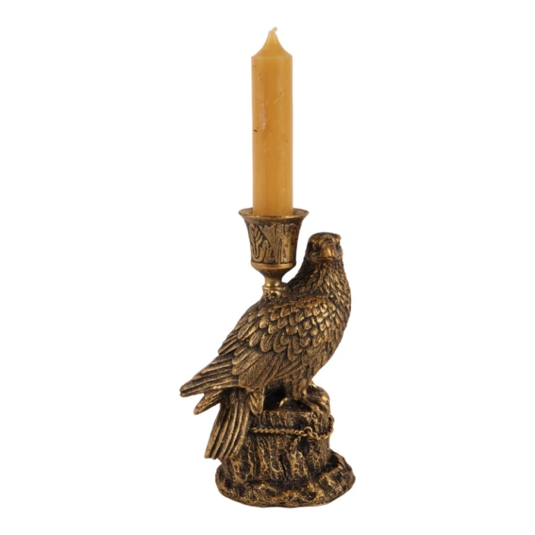 Candelabro Pájaro - 16 cm - dorado - resina sintética