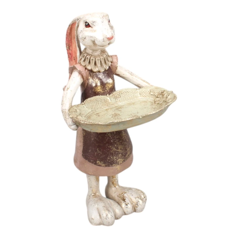 Escultura de conejo con placa - mixed - 27 cm