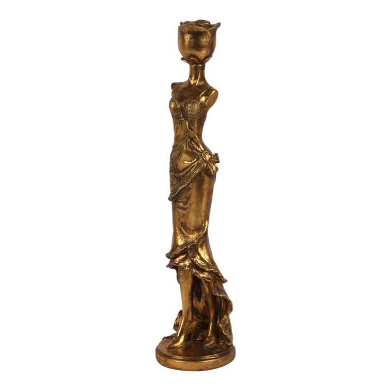 Candelabro Mujer - 40,5 cm - dorado - resina artística