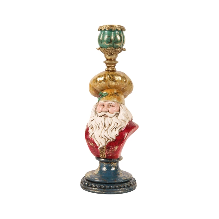 Candelabro Papá Noel - 25 cm - dorado - resina artística