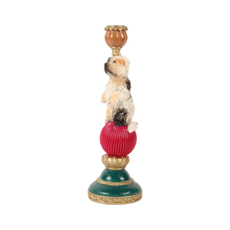 Candelabro perro - 28,5 cm - multicolor - resina artística