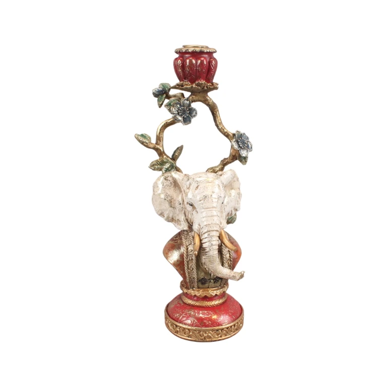 Candelabro Elefante - 31 cm - multicolor - resina artística