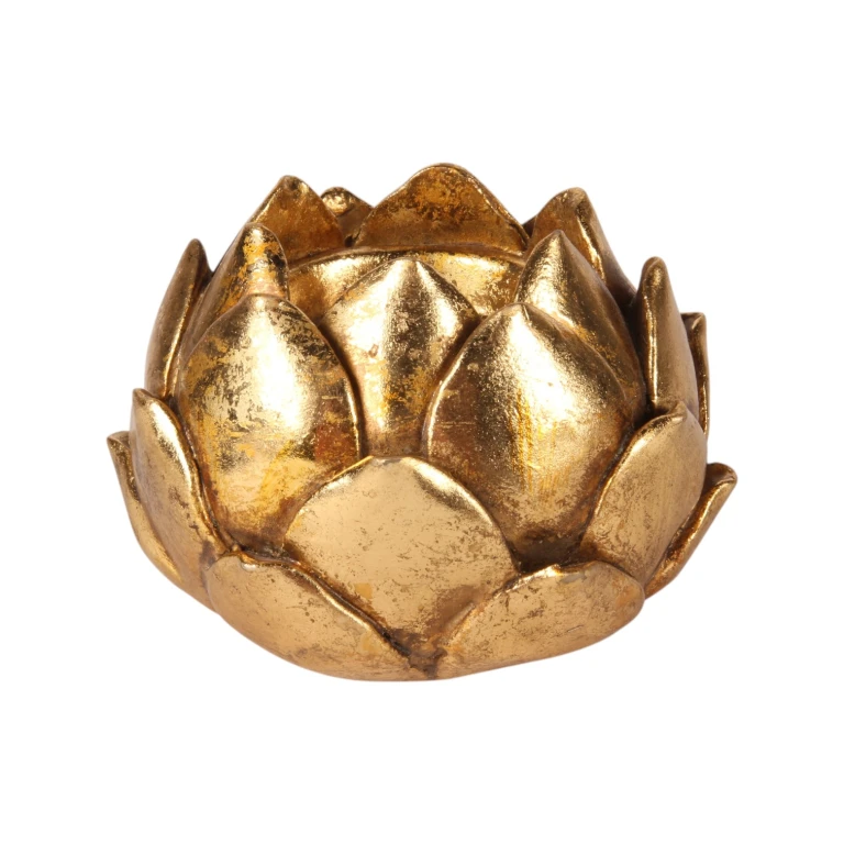 Candelabro Flor - 7,1 cm - oro - resina sintética