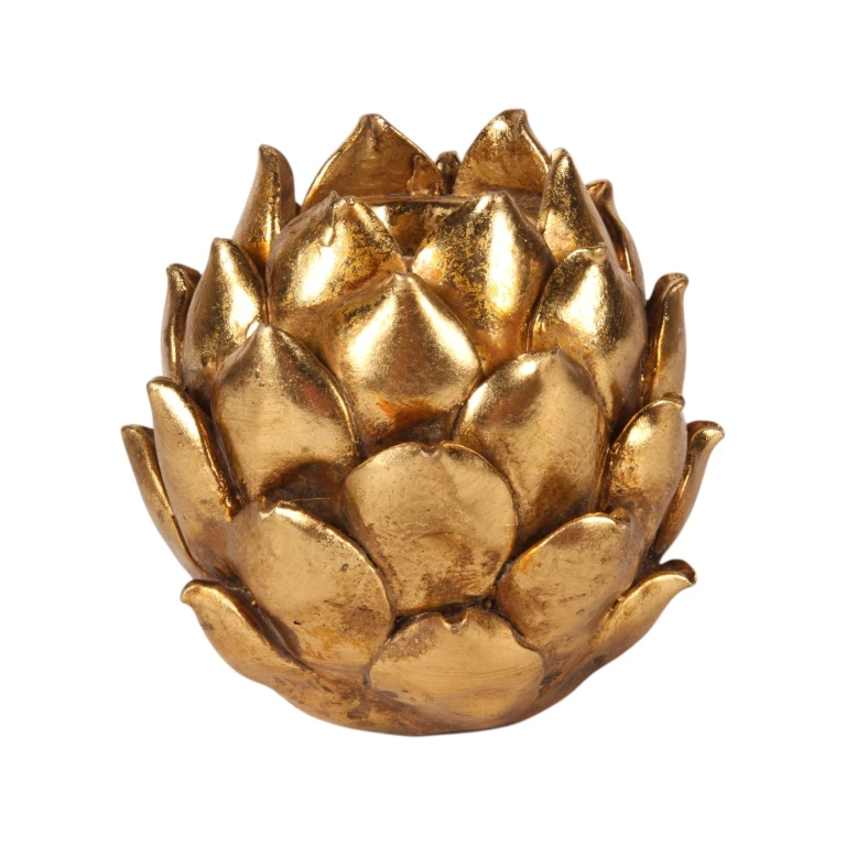 Candelabro Flor - 11 cm - dorado - resina sintética