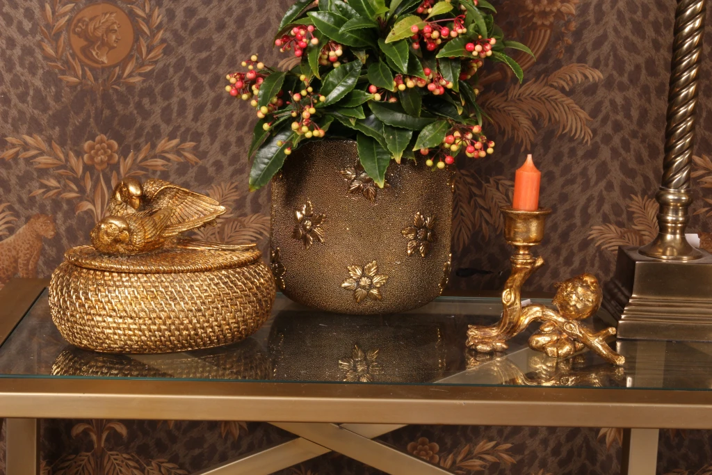 Candelabro pájaro - 12 cm - oro - resina artística