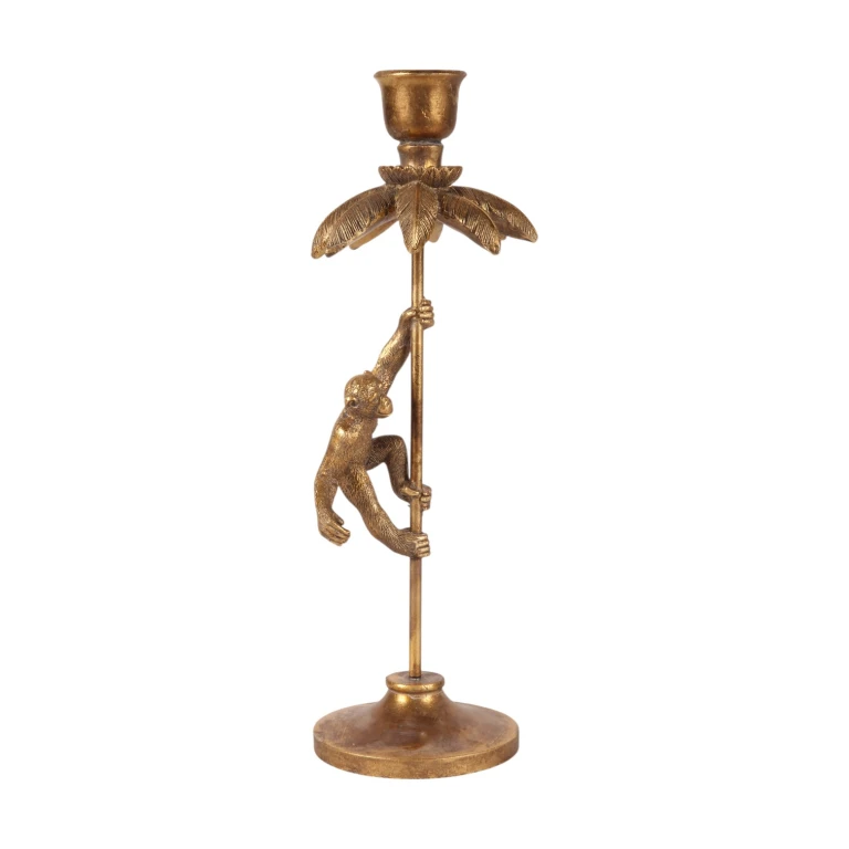 Candelabro Mono - 31 cm - dorado - resina sintética