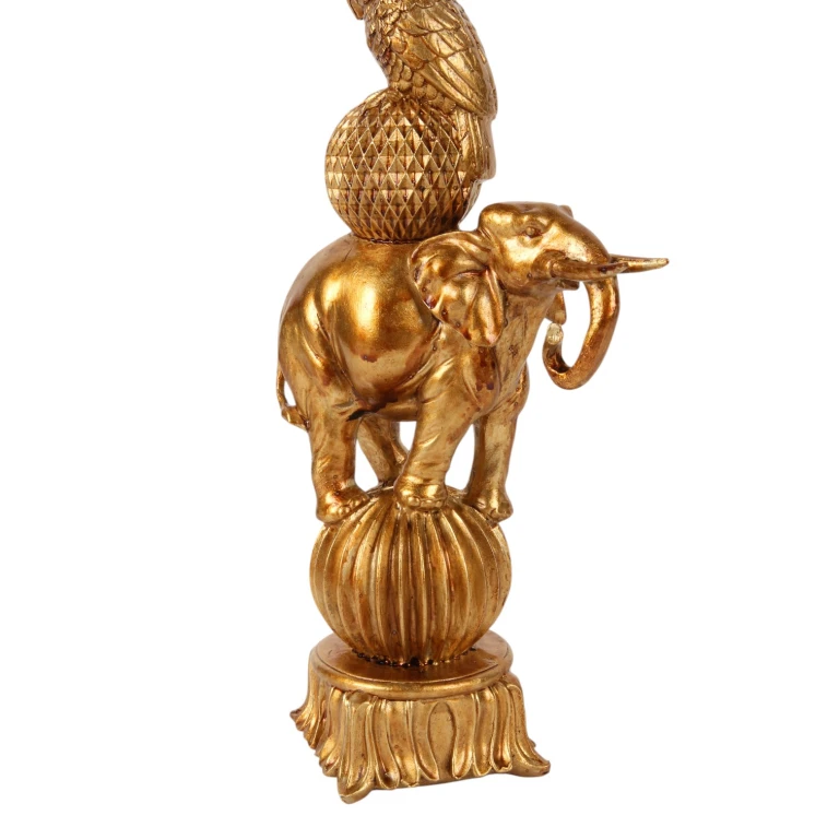 Candelabro elefante - 27 cm - dorado - resina sintética
