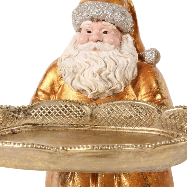 Papá Noel con plato - dorado - 24 cm