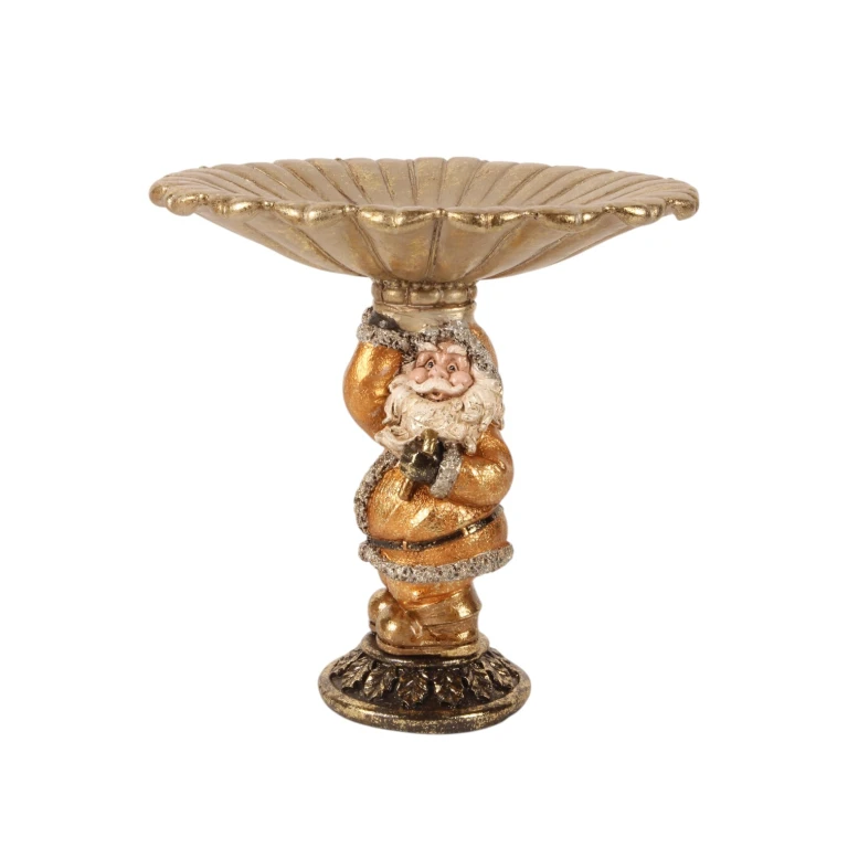 Bandeja decorativa Papá Noel - dorada - resina sintética - 24 cm - 1 pieza
