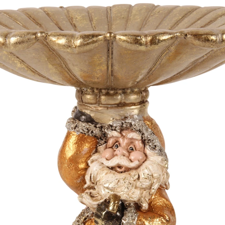 Bandeja decorativa Papá Noel - dorada - resina sintética - 24 cm - 1 pieza