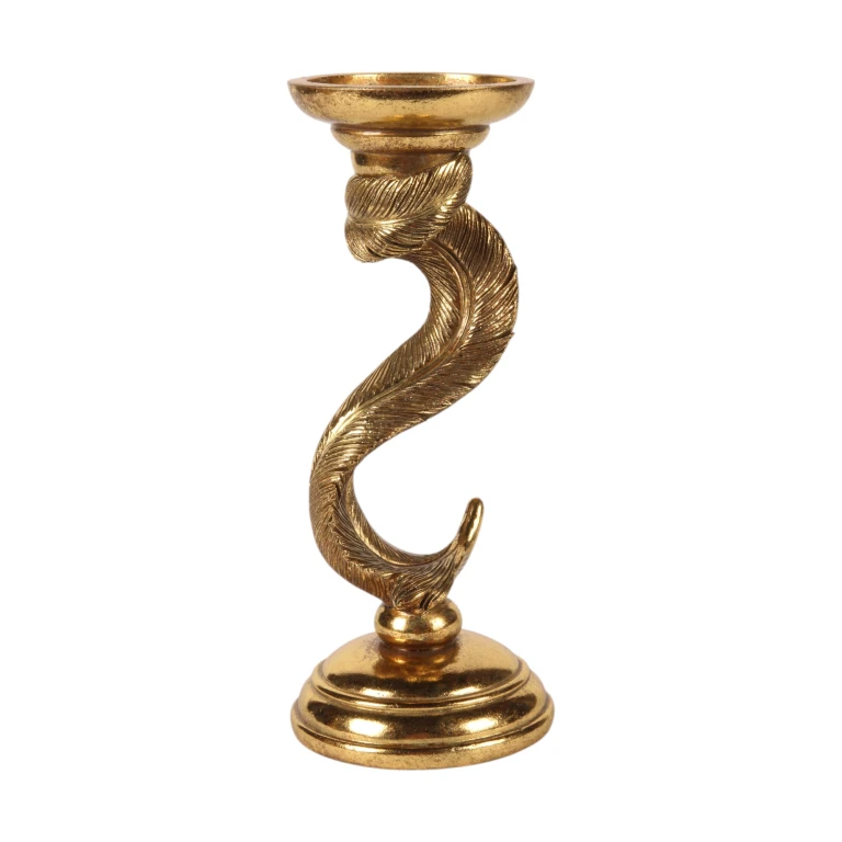 Candelabro Pluma - 26,5 cm - dorado - resina sintética - 1 pieza