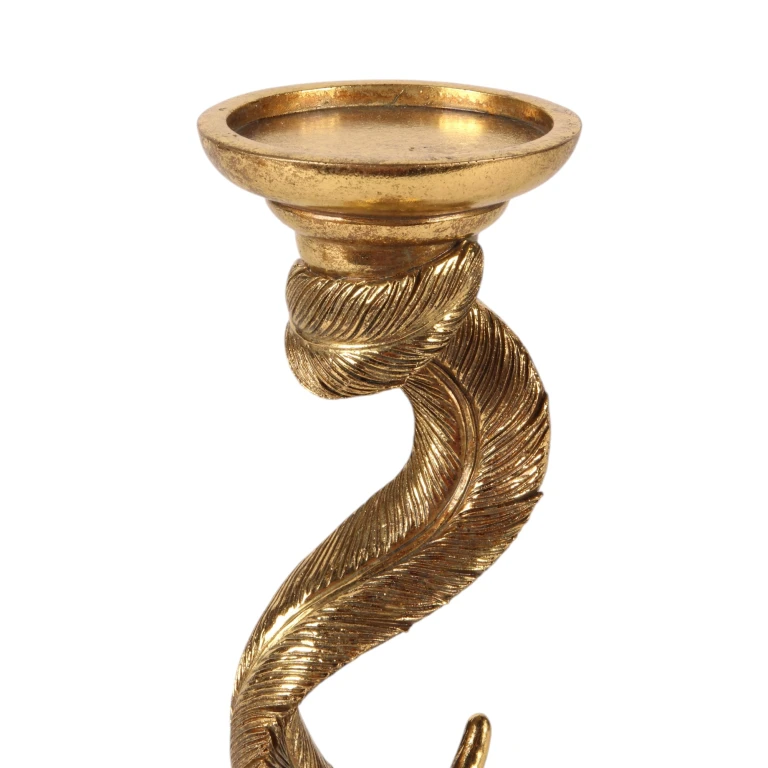 Candelabro Pluma - 26,5 cm - dorado - resina sintética - 1 pieza