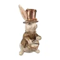 Figura de conejo con tambor - dorado - 16 cm - 1 pieza