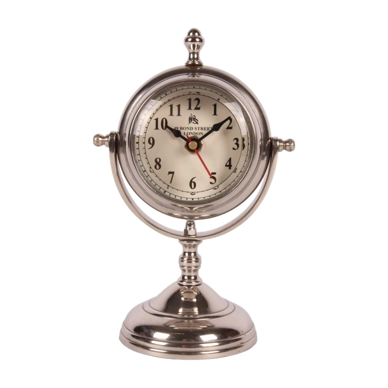 Reloj de mesa con base - plateado - aluminio - 22 cm - 1 unidad