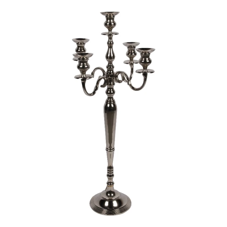 Candelabro - 5 brazos - 104 cm - plata - aluminio
