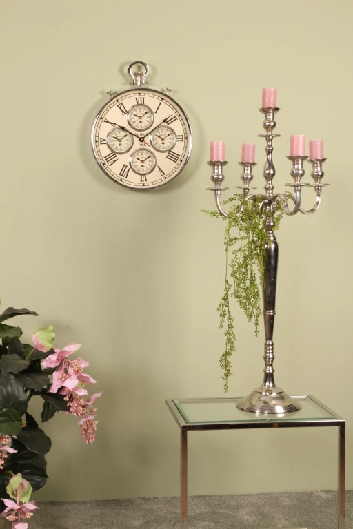Candelabro - 5 brazos - 104 cm - plata - aluminio