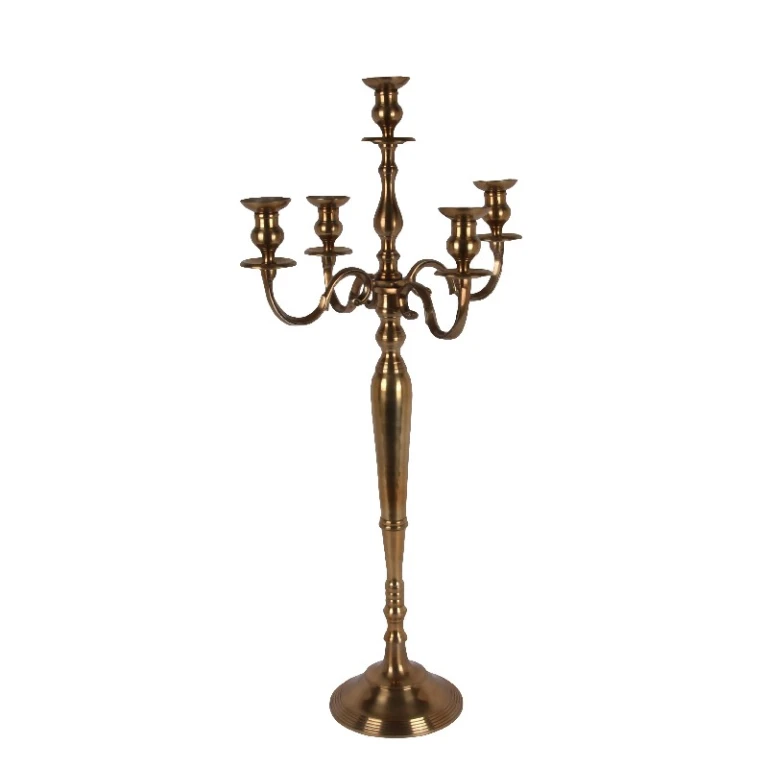 Candelabro de 5 brazos - 104 cm - dorado - aluminio