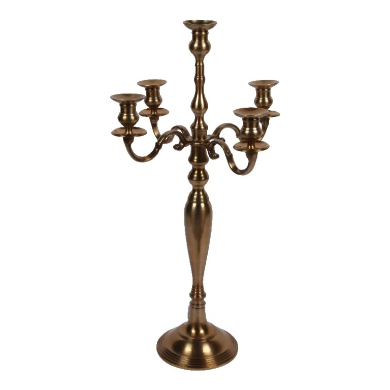 Candelabro de 5 brazos - 80 cm - dorado - aluminio