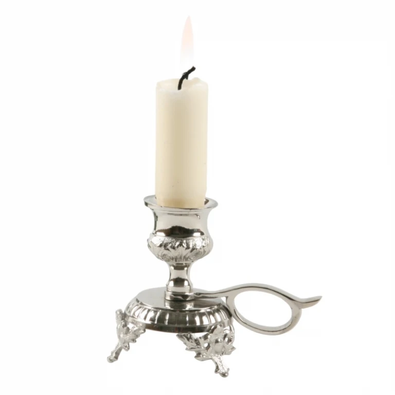 Candelabro con mango - 8 cm - plata - latón