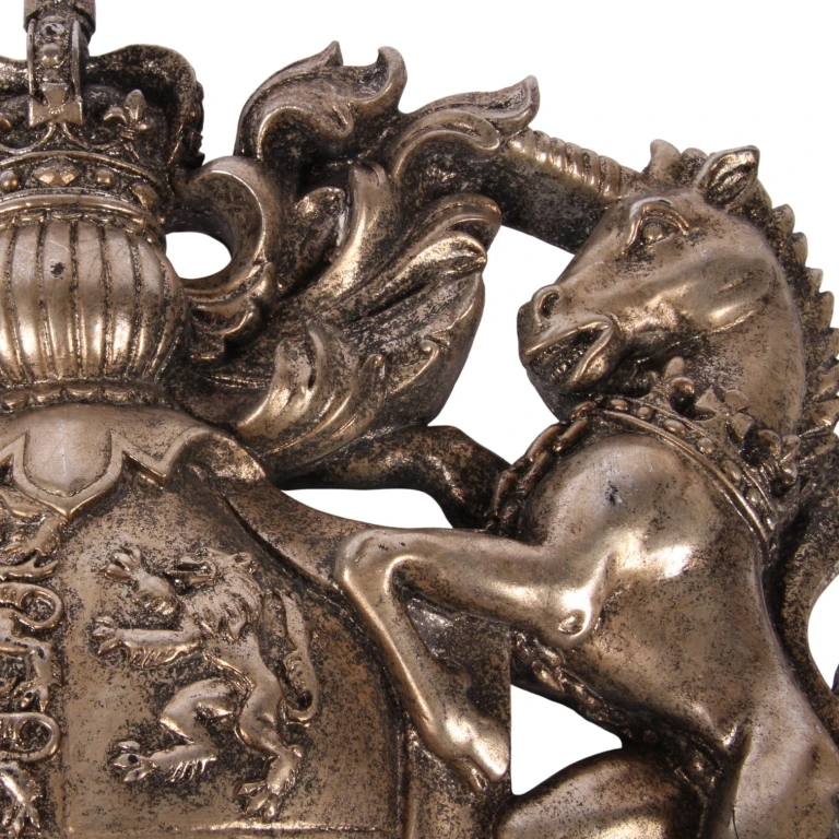 Escudo de armas ornamentación de pared - plata - 38 cm - resina artística