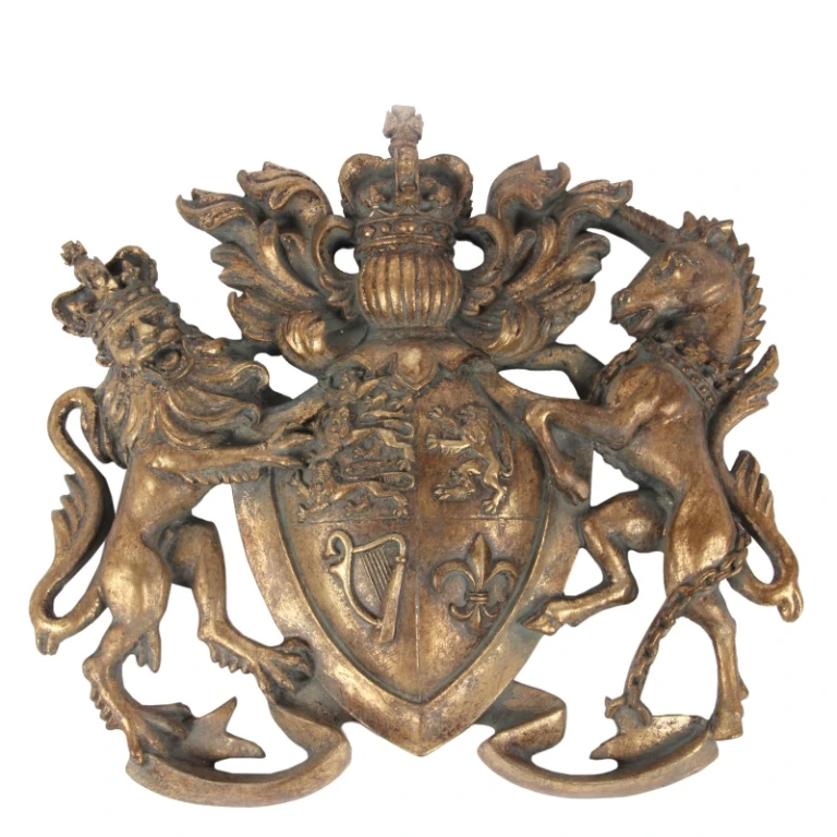 Adorno de pared escudo de armas - dorado - 38 cm - resina artística