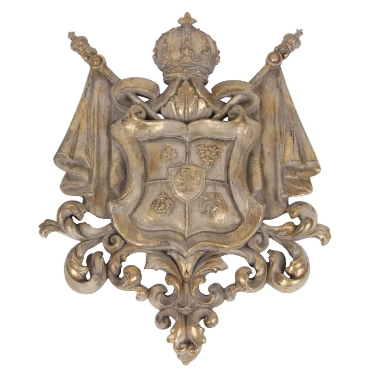 Placa de pared Escudo - beige/dorado - 36,5 cm - resina artística