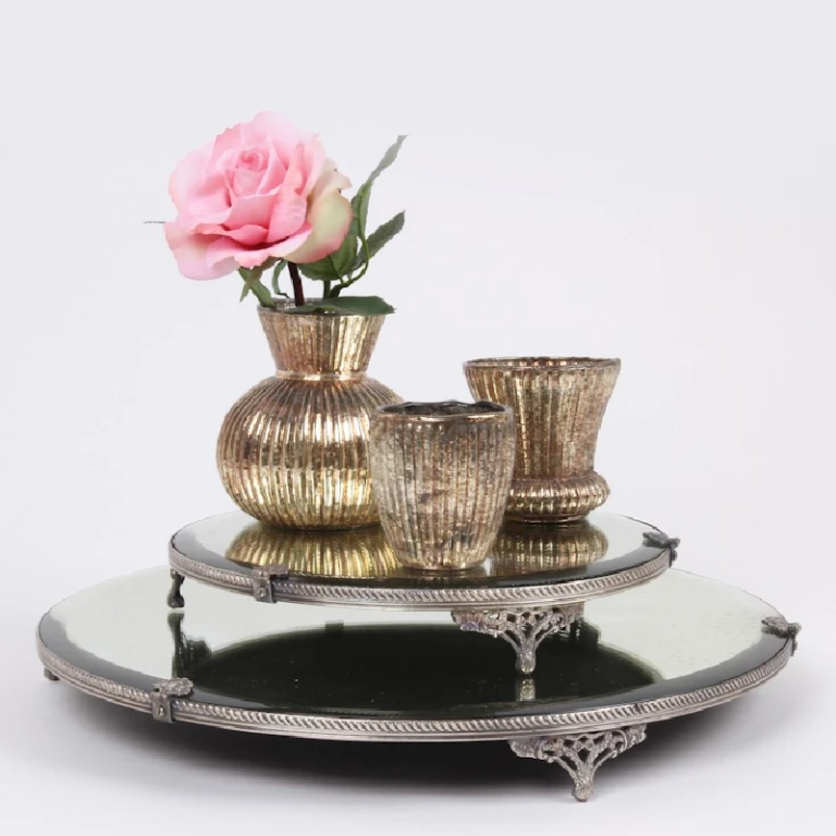 Mirror Tray - Silver - Brass - 38.5 cm