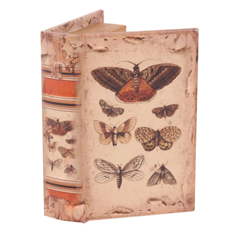 Caja de almacenamiento con forma de libro - 15 cm - beige - cuero sintético