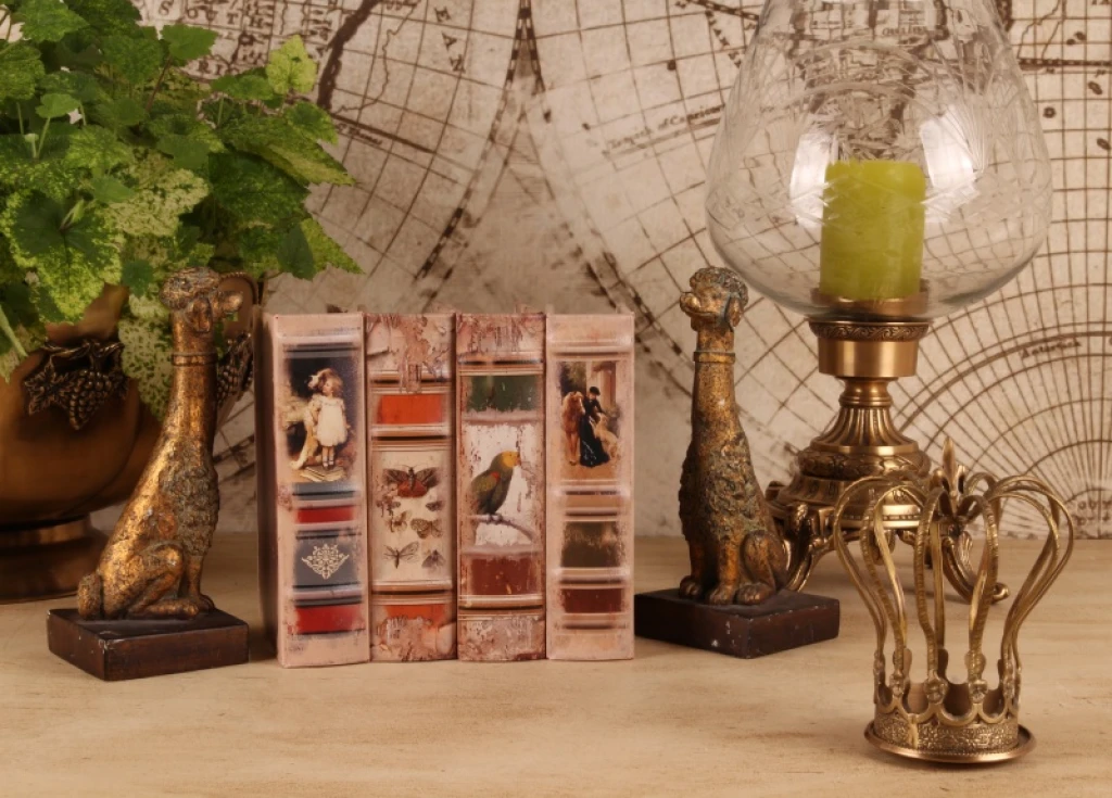 Caja de almacenamiento con forma de libro - 15 cm - beige - cuero sintético
