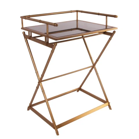 Serveertafel - goud - glas & staal - 85 cm