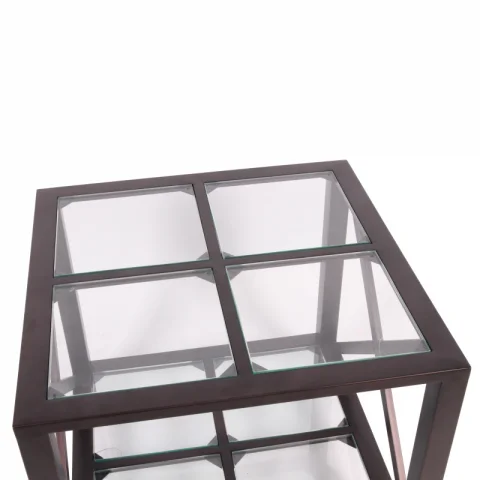 Bijzettafel Santiago - glas en staal - zwart - 60 x 60 x 55 cm