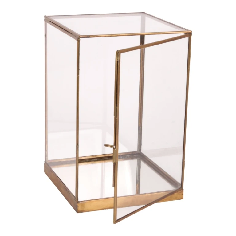 Caja de exhibición - dorado - latón y vidrio - 40 cm - 1 unidad