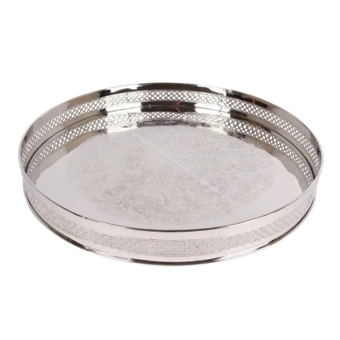 Dienblad met spiegel messing zilver - 60 cm