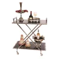 Serveer trolley - zilver - glas & staal - 88 cm