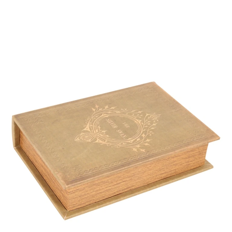 Caja de almacenamiento con forma de libro - 23 cm - verde - cuero sintético