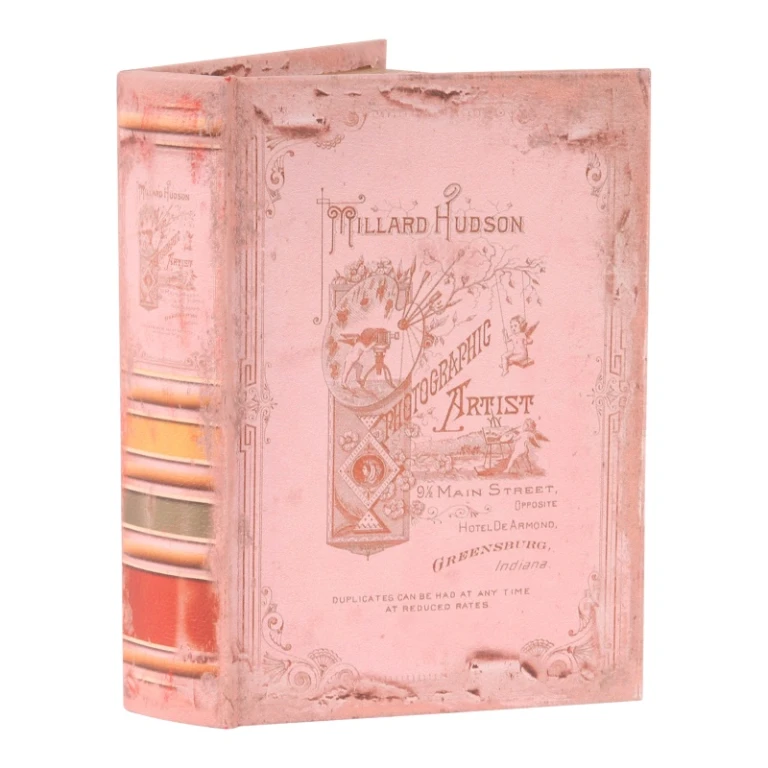 Caja de libros Hudson - 20 cm - rosa - cuero sintético