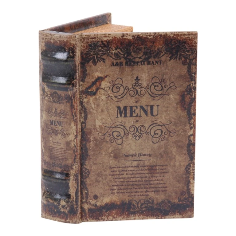 Caja de almacenamiento con forma de libro - 15 cm - marrón - cuero sintético